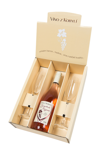Dárkový set Frizzante Zweigeltrebe rosé + 2 skleničky Dárkový set Frizzante Zweigeltrebe rosé + 2 skleničky