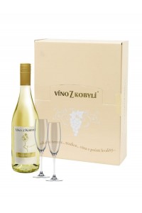 Víno z Kobylí Müller Thurgau perlivé víno + 2 skleničky 