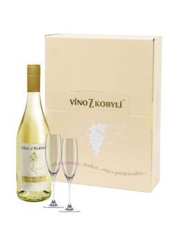 Víno z Kobylí Müller Thurgau perlivé víno + 2 skleničky 