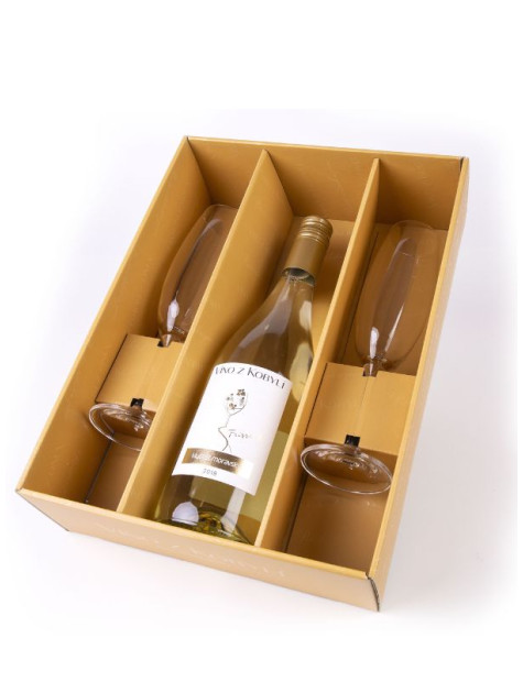 Víno z Kobylí Dárkový set Müller Thurgau + 2 skleničky 