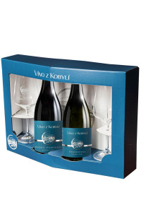 Víno z Kobylí Červené duo se sklenkami 