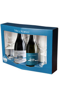 Víno z Kobylí Set 2 přívlastková vína se skleničkami 