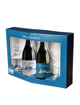 Víno z Kobylí Set 2 přívlastková vína se skleničkami 