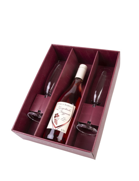 Víno z Kobylí Dárkový set perlivé víno Frankovka rosé + 2 skleničky
